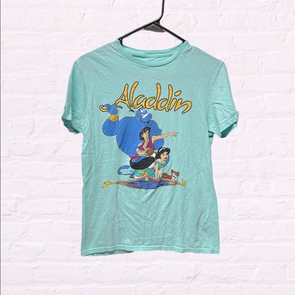 Disney Aladdin Magic Carpet Genie Classic Vintage Teal T-Shirt small baby tee - Picture 1 of 6